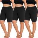 Hi Clasmix 3 Pack Plus Size Biker Shorts for Women(3XL)-High Waisted Non-See Through Workout Super Soft Black Yoga Shorts