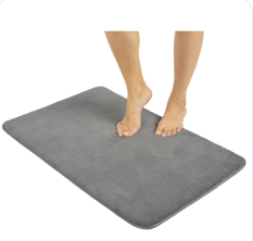 American Soft Linen 19x29 Fluffy Foamed Slip Reducer Bath Rug, Machine Washable Area Bath Mat Rugs for Bathroom, Gray