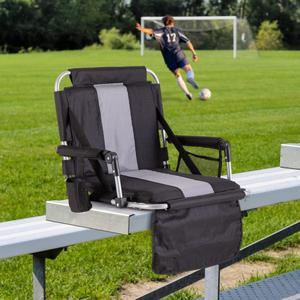 HIGH POINT SPORTS Foldable Stadium Seat Portable Folding Stadium Chairs Padded Bleacher Seat Cushion Bleacher Chair with Armrest and Cup Holder