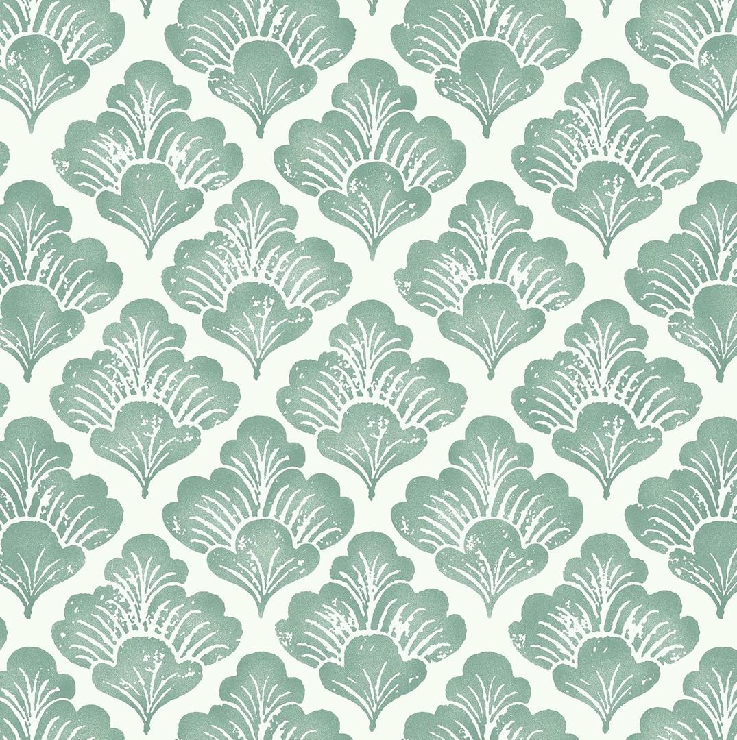 HeloHo Green Peel and Stick Wallpaper Floral Contact Paper Modern Self Adhesive Removable Boho Decorative Wallpaper for Cabinet Living Room Bathroom Decor Vinyl 17.3" X 118"