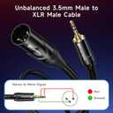 Cable Matters 3.5mm to XLR Cable - 3ft, Male to Male XLR to 1/8 Inch Cable, Compatible with iPod, MP3 Player, Laptop, Voice Recorder, and More, Black Not for Microphone Use