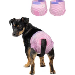 Pet Soft Dog Diapers Female, Disposable Dog Diapers, Cat Diaper for Female Cats, Puppy Diaper with Adjustable Foam Tail Hole 36pcs (XS,Pink)