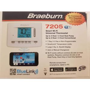 Braeburn 7205 Digital Programmable Wi-Fi Thermostat, White