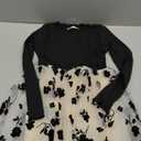 Arshiner Girls Long Sleeve Dress Casual Knee Length Dresses Black Flowers Party Tulle Kids Outfits 5-6Y