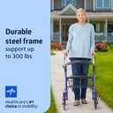Medline Steel Rollator Walker with Seat, Blue, 300 lb. Weight Capacity, 8 Wheels, Foldable, Adjustable Handles, Rollator Walker for Seniors, Rolling Walker for Mobility Impairment