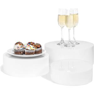 Red Co. Set of 3 Sizes (10", 8", 7") Acrylic Round Cylinder Display Nesting Riser Stands with Hollow Bottoms, Glossy White