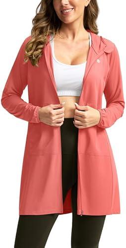 Women's UPF 50+ Swim Cover Up Sun Protection Hoodie Long Jacket SPF Lightweight Beach Cover Ups for Women XL