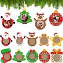 COCHIE Christmas Picture Frame Ornament for Christmas Tree Stocking Decorations, 10PCS Bulk Wood Photo Hanging Ornaments Holiday Xmas Gift (Christmas)