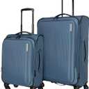 Sharper Image Odyssey 2-Piece Set (21.5" & 29") Expandable 8-Wheel Spinner Carry On and Large Checked Luggage Set, Bluefin