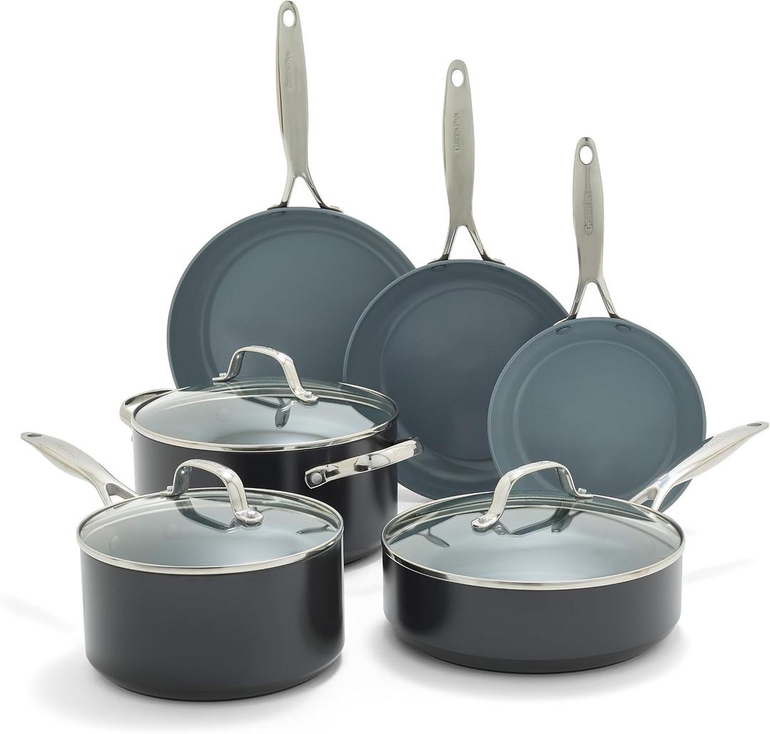 GreenPan Valencia Pro 9 Piece Cookware Set Ceramic Nonstick Pots & Pans