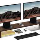 Ufine Dual Monitor Stand Riser 2 Heights Adjustable Wood Computer Monitor Stand Desktop Organizer, Large Monitor Stand for 2 Monitors, Laptop, TV, Printer