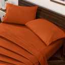 Horbaunal Burnt Orange King Size Sheet Set of 4 Hotel Luxury Bedding Sheets & Pillowcases - 16 Inch Deep Pocket Microfiber Bedding Set - 1800 Thread Count Soft & Wrinkle Bed Sheets