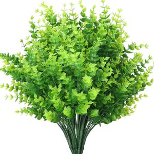 8 Bundles Outdoor Artificial Boxwood UV Resistant Fake Stems Plants, Faux Plastic Greenery for Indoor Outside Hanging Plants Garden Porch Window Box