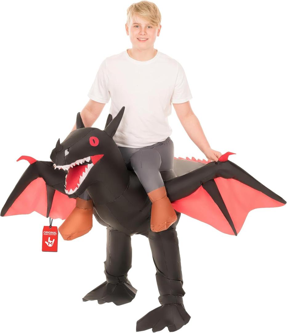 Morph Inflatable Ride-On Dragon Halloween Costume for Adults (Black Dragon Kids)