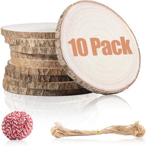 10 Pcs Natural Paulownia Wood Slices 8-9 Inches, Unfinished Wooden Rounds for Table Centerpieces, DIY Crafts & Wedding Decor
