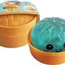 Dumpling Squeeze Toy, Flashing Sensory Ball for Stress Relief, Colorful Easter Basket Filler, Cute Kawaii Style (Blue)