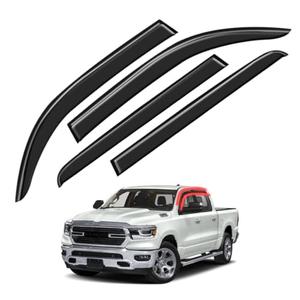 Window Visors Rain Guards FIT 2019, 2020, 2021, 2022 Dodge Ram 1500 Side Window Deflectors Vent Shades Sun/Rain Guards, 4PCS Smoke Tape-On Set for Front and Rear