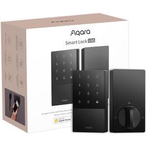 Aqara Smart Lock U50, Keyless Entry Door Lock with Apple Home Key, Bluetooth Deadbolt Lock, App Remote Control, Supports Apple HomeKit, Matter, Google Home, Alexa, IFTTT, Black