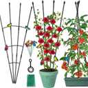 2 Pack Garden Trellis for Climbing Plants Outdoor & Indoor, 47 in Obelisk Trellis and Tomato cage 2 Shapes Rustproof Plant Support Indoor Plants Trellis for Potted Plants with 10pcs Colorful Butterfly