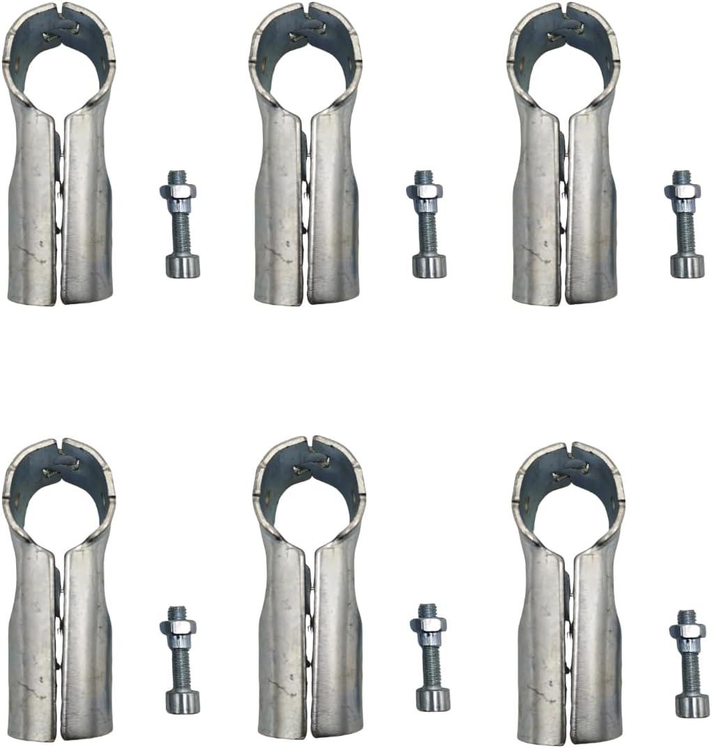 6 Pcs T Clamps Pipe Connector, End Rail T Clamp,Metal Clamp Fittings,1" O.D. 25.4 mm,Galvanized Steel Chain Link Fence, Bolts and Nuts Included