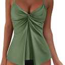 SUUKSESS Women's Tummy Control Tankini Swimsuit Push Up Knot Front Bathing Suit (X-Large, Green)
