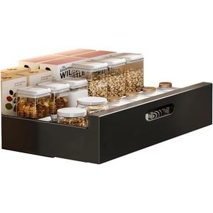 Pull Out Cabinet Organizer, Slide Out Drawer Carbon Steel Kitchen Storage Basket Roll-Out Shelf Pull Out Storage Box Set Cabinet Drawers Storage Racks Carbon Steel Kitchen Storage Basket (40cm mysterious black, 40cm mysterious black)