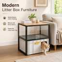 Cat Litter Box Enclosure with Litter Pan, Anti-Tracking Mesh Step, Pull-Out Tray, Clear Acrylic Splash Guards, Wood-Look Top Shelf, Hidden Cat Washroom Cabinet