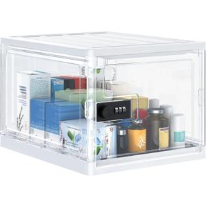Uniclife Medicine Lock Box with Combination Lock 13 L Large Locking Medication Box Lockable Storage Box for Personal Items Phones Food & Snacks Stackable Fridge Lock Box for Home Office and School
