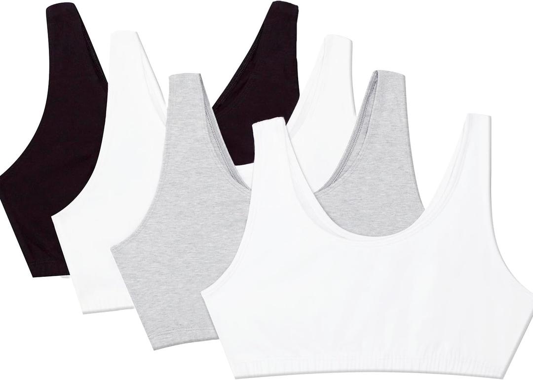 Fruit of the Loom Women's Built Up Tank Style Sports Bra Value Pack (36, Black/Wht/Wht/Heather Grey)