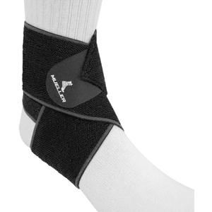 MUELLER Sports Medicine Easy Grip Adjustable Ankle Wrap, Ankle Pain Relief Support for Men and Women, Ideal for Sprains, Strains, Arthritis, Black, One Size
