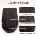 Clip In Hair Extensions Clip Ins 14'' Long Synthetic Dark Brown Hair Extensions Clips 2PCS Soft Natural Heat Resistant Womens Clip On Hair Pieces for Women Weddings Party Daily Use 5Oz