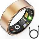 HitTopss Smart Ring, Fitness Tracking Smart Ring with Calories/Heart Rate/Blood Oxygen/Sleep Monitoring, IP68 Waterproof, No APP Subscription (Gold, Size 8)