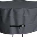 Round Patio Bistro Table Cover, 52 Inch Heavy Duty Waterproof Round Bistro Set Covers, Provide a Great Fit and All Weather Protection, Grey,52'' Dia x 30'' H
