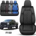 Car Seat Cover Custom Fit for Ford F150 2009-2026 Faux Leather Seat Cover Set Compatible with Regular Cab Super Cab Super Crew Pickup Truck Cushions (Black, Full Set)