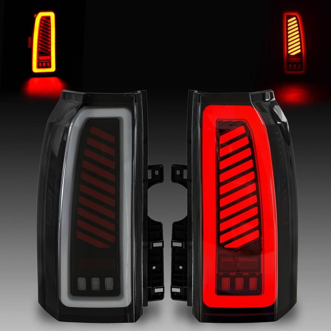 Sequential LED Tail Light for 2015-2020 GMC Yukon/Yukon XL, with Start-Up Animation, Dynamic Turn Signal, Unique Shape Running Lights Design,Brake,Reverse,Tail Lights assembly Replacement