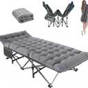 Camping Cot, 28'' Wide Heavy Duty Sleeping Bed for Adult, Protable Folding Cot with Mattress & Carry Bag (Cement Gray), 75 inches x 28 inches x 15 inches