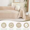 MYSKY HOME Khaki Sectional Sofa Covers Chenille Couch Cover for Dogs Solid Sofa Cover for 3 Cushion Couch Washable Couch Covers with Tassel Edge L Shape Sofa Throw Large Sofa Slipcover, 91" X134"