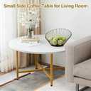 Coffee Table, 23.6" Round Coffee Table, White & Gold Leg Living Room Tables