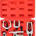 Ball Joint Separator Kit | 5 in 1 Pitman Arm Puller, Tie Rod End Tool Set, Splitter Removal Kit for Front End Service (Red)