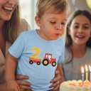 Tstars Farm Tractor 2nd 3rd Birthday Shirt for Toddler Boys or Girls - Gift Tee for 2 3 Year Old - Kids Bday Party Outfit (Blue)