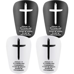 2 Pairs Mini Soccer Shin Guards Christian Faith 3.15 x 1.97 Inches Cross Small Shin Guards with Bible Verse Religious Soccer Football Pads for Kids Adult (Black,White)