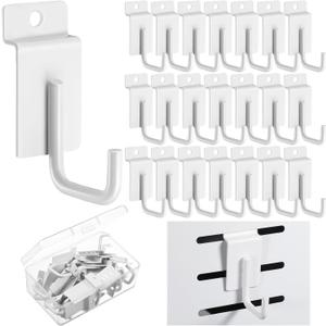 Tandefio 25 Pack J Shaped Slatwall Hooks and Hangers Heavy Duty Slatwall Accessories for Display Panel Garage, 3.25 Inch(White)