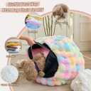 LIFEREVO Kids Fluffy Faux Rabbit Fur Bean Bag Chair Cover (No Filler), Soft Luxury Fuzzy Stuffed Animal Storage Bubble Bean Bag Home Decoration, Comfy Shaggy Furry Beanbag Cover Kids Teens, Black
