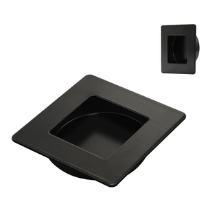 HOMOTEK 23/4 Inch Square Recessed Sliding Closet Door Finger Pulls, Inner Dia 21/8 Inch(54mm) Stainless Steel Flush Handles for Pocket, Bypass Door, Barn Drawer Pulls(Black, 2 Pack)