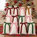 Locmeo 12 Pcs Christmas Velvet Bows Drawstring Gift Bags Set 8'' x 12'' Xmas Present Wrapping Bags Reusable Blank Canvas Christmas Gifts Sacks for Holiday Party Favors DIY Home Decorations(Colorful)