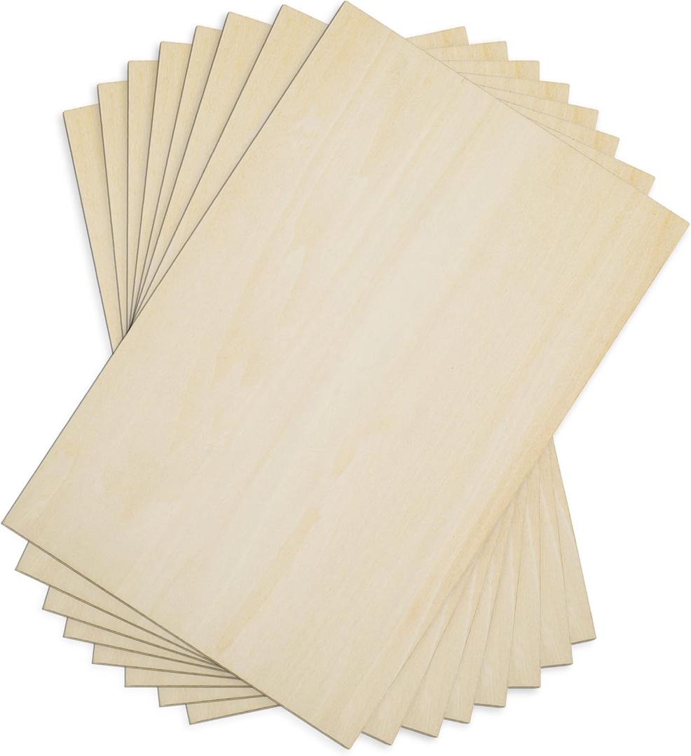 Unfinished Wood, 8 Pack Basswood Sheets for Crafts, Craft Wood Board for House Aircraft Ship Boat Arts and Crafts, School Projects, Wooden DIY Ornaments (12 x 8 x 1/16inch)