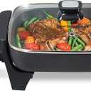 Proctor Silex Electric Skillet with Lid, 116 sq. in. Nonstick Cooking Surface for Frying, Sauteing, Simmering and Braising, Adjustable Temp 200 to 400 F, Black (38526PS)