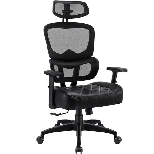 Amazon.com: VECELO Swivel Ergonomic High Back Mesh Office Chair with Adjustable Headrest Armrest, Backrest Tilt Function, Lumbar Support for Executive/Computer Desk/Task Work : Home & Kitchen