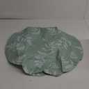 Round Vinyl Fitted Tablecloth with Flannel Backing Elastic Table Cloth Waterproof Oil-Proof Plastic Cover (Large Round Fits Table up 45"-56" Diameter, Green Leaves)