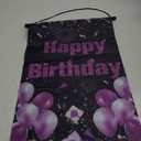 Purple & Black Birthday Door Sign - Banner & Hanger Decor for Women & Girls' Front Door